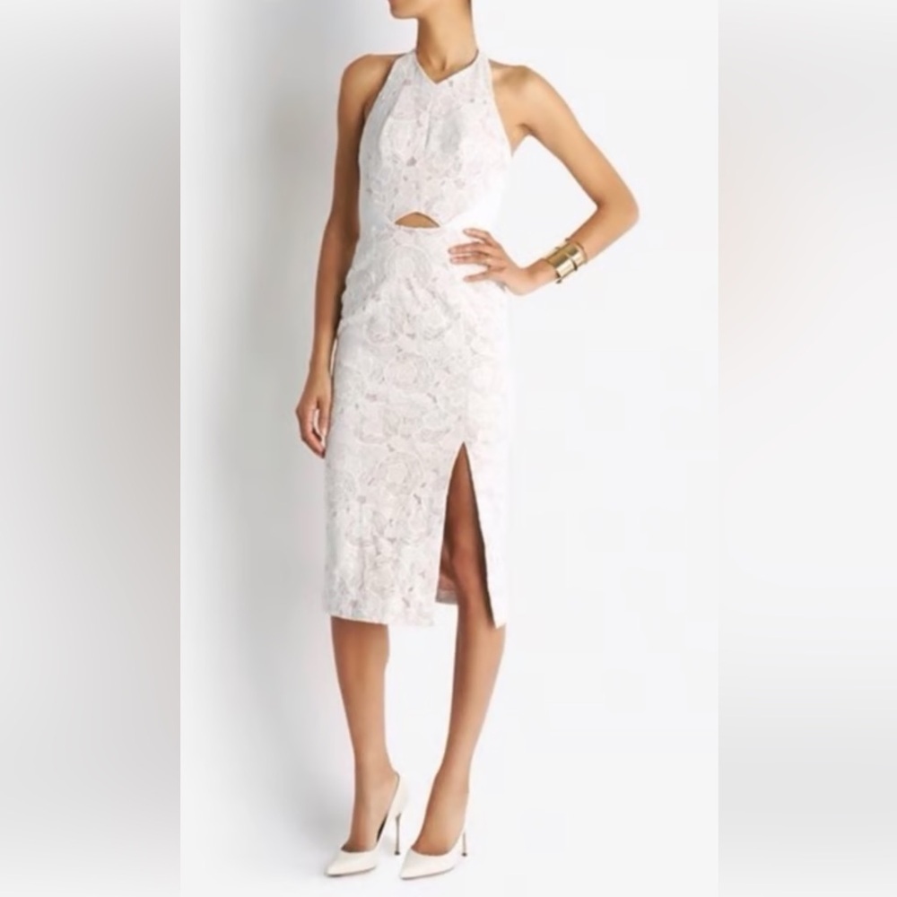 Manning Cartell Romantic Sexy Ivory Lace Midi Dress Size Small. K-2